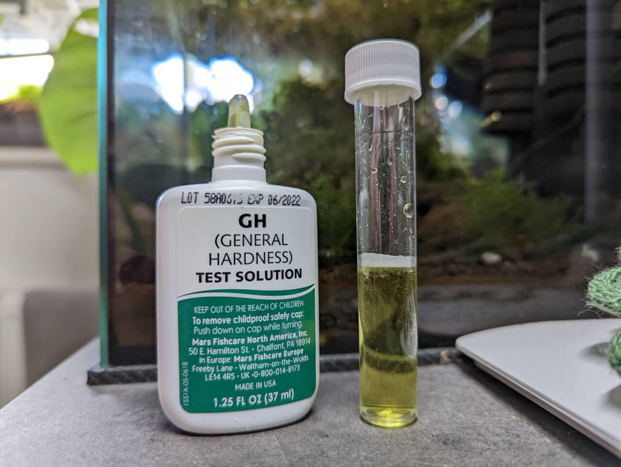 API GH test bottle and vial result